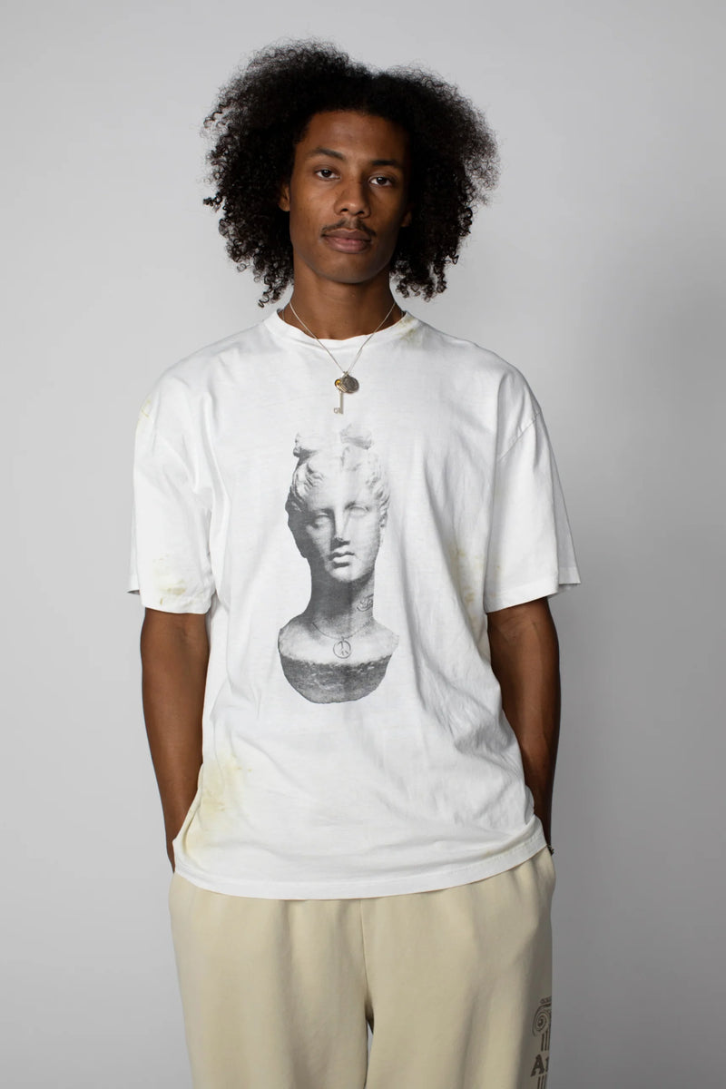 ★ARIES★ U AGE STATUE SS TEE BLACK AGED STATUE SS TEE BLACK Aries cotton t-shirt Aged Statue SS Tee PRM EU