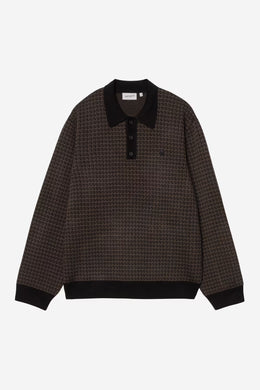 Carhartt WIP  L/S Lowis Polo Lowis Houndstooth, Vitola Heather