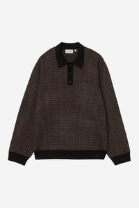 Carhartt WIP  L/S Lowis Polo Lowis Houndstooth, Vitola Heather