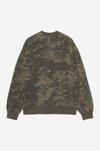 Carhartt WIP Benton Sweatshirt Camo Combi, Green, Garment dyed
