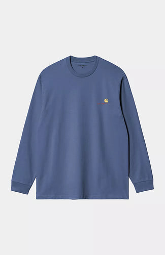 Carhartt WIP L/S American Script T-Shirt Blue Iris