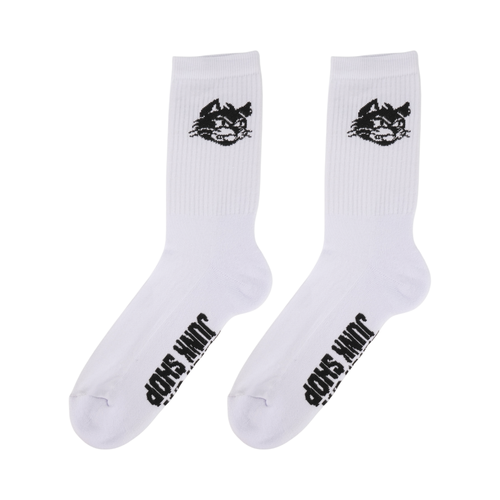 KURO NEKO Black Cat Junk Shop Socks White